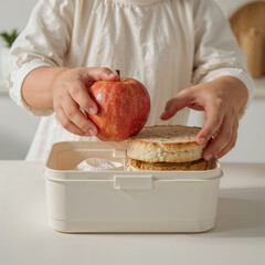 A Child's Hands Packing a Healthy Lunch