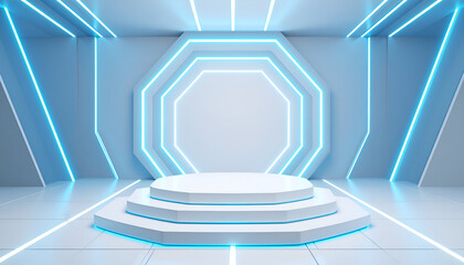 Futuristic Neon Stage Platform.