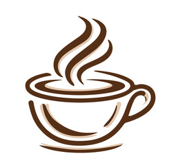 A hot cup of coffee with steam vector illustration for a cafe or restaurant design