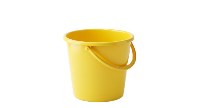 Yellow Bucket Isolated on Transparent Background