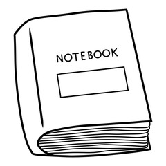Single element of notebook in doodle school set.