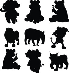 Silhouettes of Softness & Strength – Bear & Stuffed Animal Vector Set