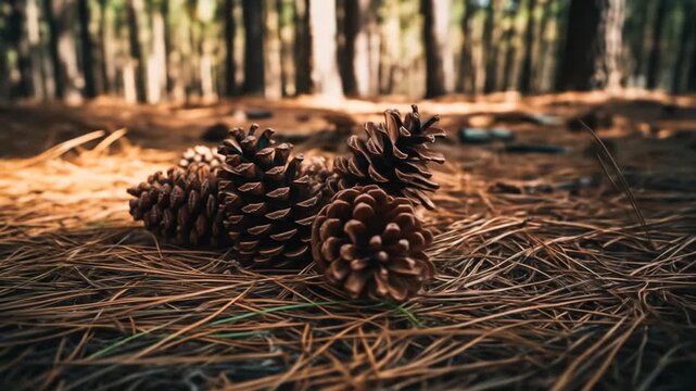 Pine Cones on Forest Floor