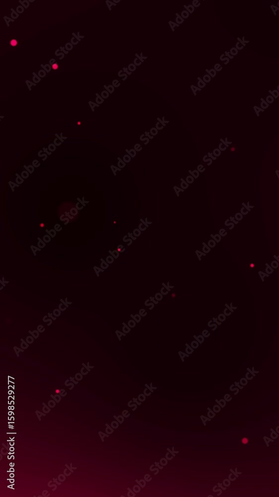 Poster glowing red particles floating in dark space background
