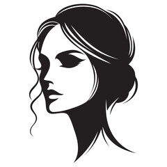 Beautiful girl face silhouette. Vector illustration on white background.
