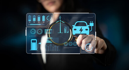 Charging dashboard for electric vehicles with battery status, energy usage, renewable integration,...