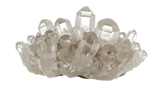 Quartz Crystal Cluster Isolated on Transparent Background