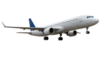 Commercial Airplane Isolated on Transparent Background