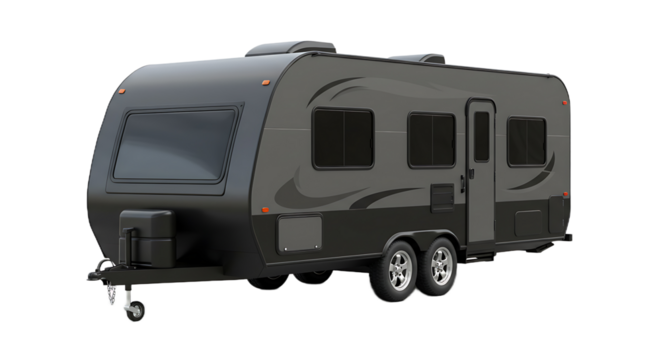 Dark Gray Travel Trailer Isolated on Transparent Background