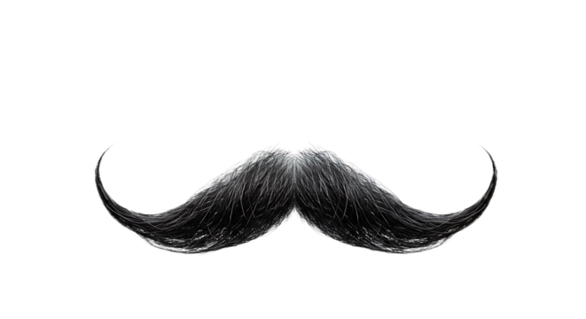 Black Mustache Flat Art Isolated on White Background