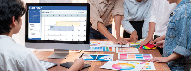 Calendar on computer software application for schedule planning for personal organizer and online...