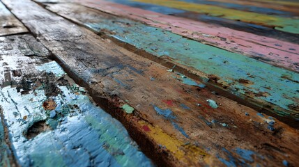 upcycled wood texture with paint remnants