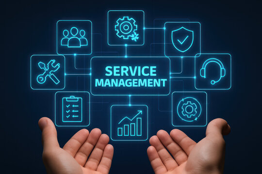 Service Management Illustration - Powered by Adobe