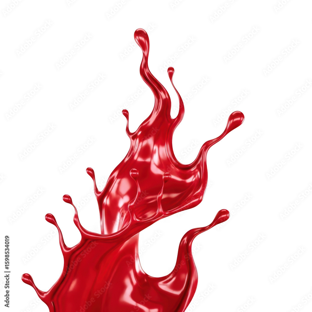 Poster a vibrant red liquid splash frozen in dynamic motion isolated on transparent background