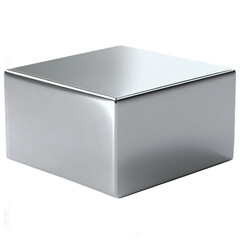 Shiny silver cube isolated on transparent background