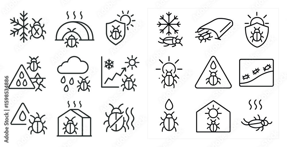 Leinwandbilder The image is a collection of various insect-related icons, including a bug, a spider, and a cockroach. The icons are arranged in a grid, with some overlapping each other. Scene is somewhat creepy