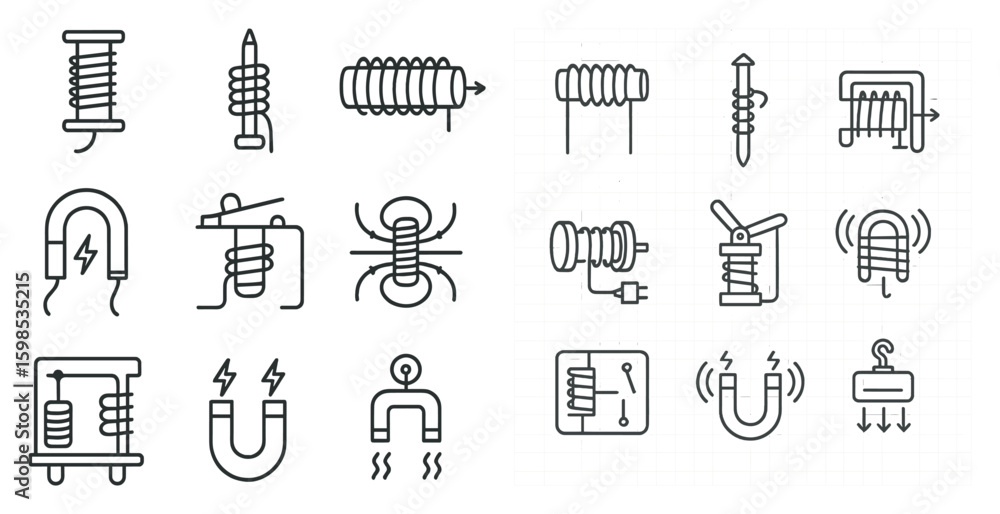 Poster collection of various types of magnets. some are large and some are small. they are all drawn in a s