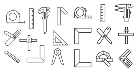 Collection of tools including a tape measure, ruler, and calipers. Concept of precision and accuracy