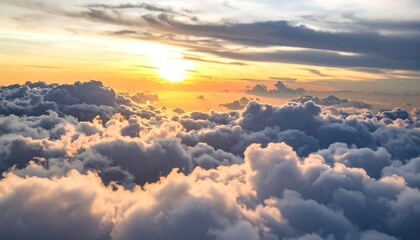 Aerial view of clouds at sunset