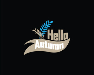 Hello Autumn, Fall-themed emblem with leaves and text
