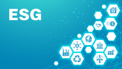 ESG concept for business and organization, Environment, Social, Governance and sustainability development concept. Infographic, Web Banner. Vector illustration