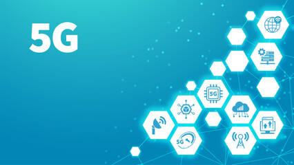 5G banner web icon for business and technology, speed, signal, network, technology, big data, icons.