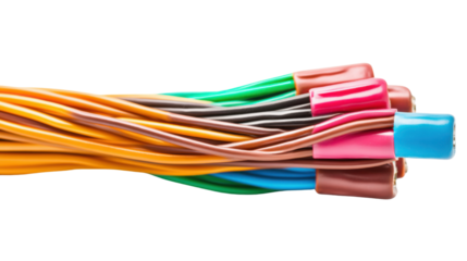 colorful electrical wires on white background