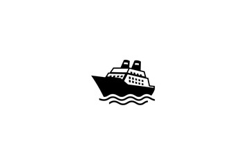 Vector illustration of a steamship in a minimalistic style on a white background for a logo	