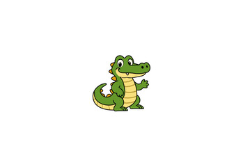 Vector illustration of a cartoon crocodile with a smile	
