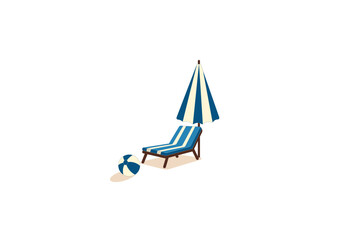 Vector illustration of a cartoon sun lounger with an umbrella	