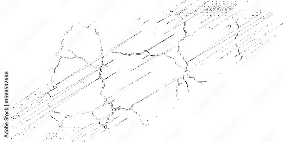 Poster black cracks against a stark white background grunge creating a textured and abstract design element