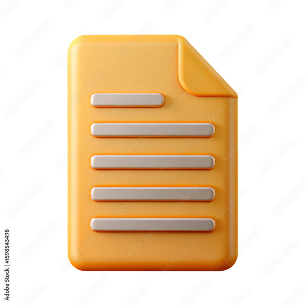 Poster copy file document sign side view 3d rendering illustration icon with transparent background