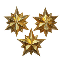 Obraz premium Golden starbursts isolated on transparent background