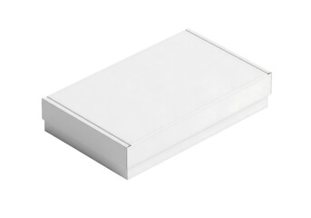Fototapeta premium White square gift box with a closed lid, 3D render mockup. Isolated on transparent background, png