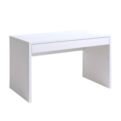 Minimalist white desk with clean lines, perfect for modern office or study space.
