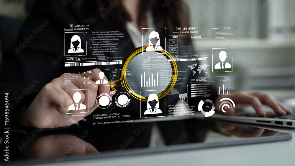 Poster id security ensures personal data protection with secure login systems, digital identity safeguards,