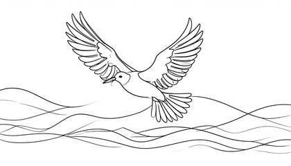 Obraz premium Seagull Soaring Over Ocean Waves.