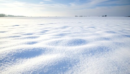 Obraz premium Snowy field, sunlight, winter landscape