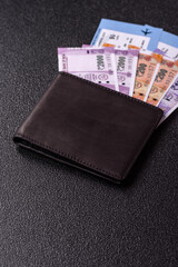 Indian money, rupee, paper banknotes, cash. Indian money for travelling