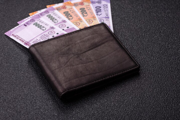 Indian money, rupee, paper banknotes, cash. Indian money for travelling
