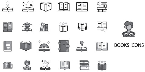 Books simple concept 24 Grew color icons set .Vector illustration.