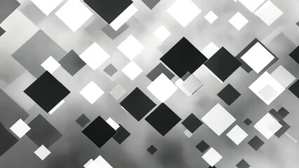 Abstract geometric background animation with floating black and white diamonds pattern - Powered by Adobe