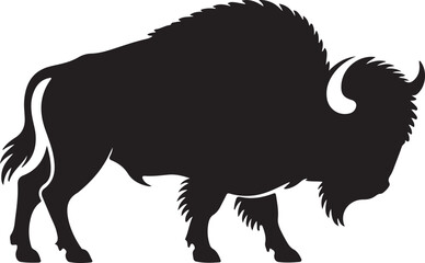 buffalo silhouette vector illustration of wild animal on white background