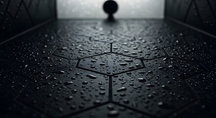 Wet Hexagonal Tiles Close-up with Soft Backlight