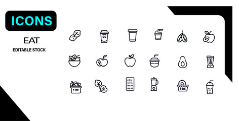 Food & Restaurant Line Icons – Editable Vector Set









