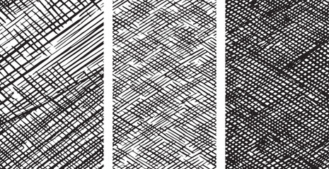 Hand-Drawn Crisscross Line Texture Patterns &ndash; Black & White Abstract Grid Designs transparent background