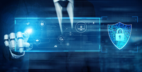 AI artificial intelligence strengthens cybersecurity with intelligent threat detection, virtual...
