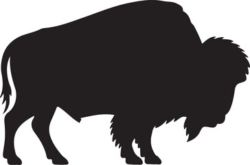 buffalo silhouette vector illustration of wild animal on white background