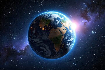 Obraz premium Earth from space view wallpaper background globe world planet universe galaxy stars