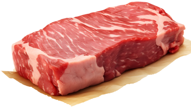 Buy fresh raw beef steak online. Order prime cut sirloin meat delivery service on a transparent background - Powered by Adobe